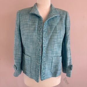 Talbots Made in Italy Blue Tweed Jacket Blazer Size 8 timeless, luxury,Easter